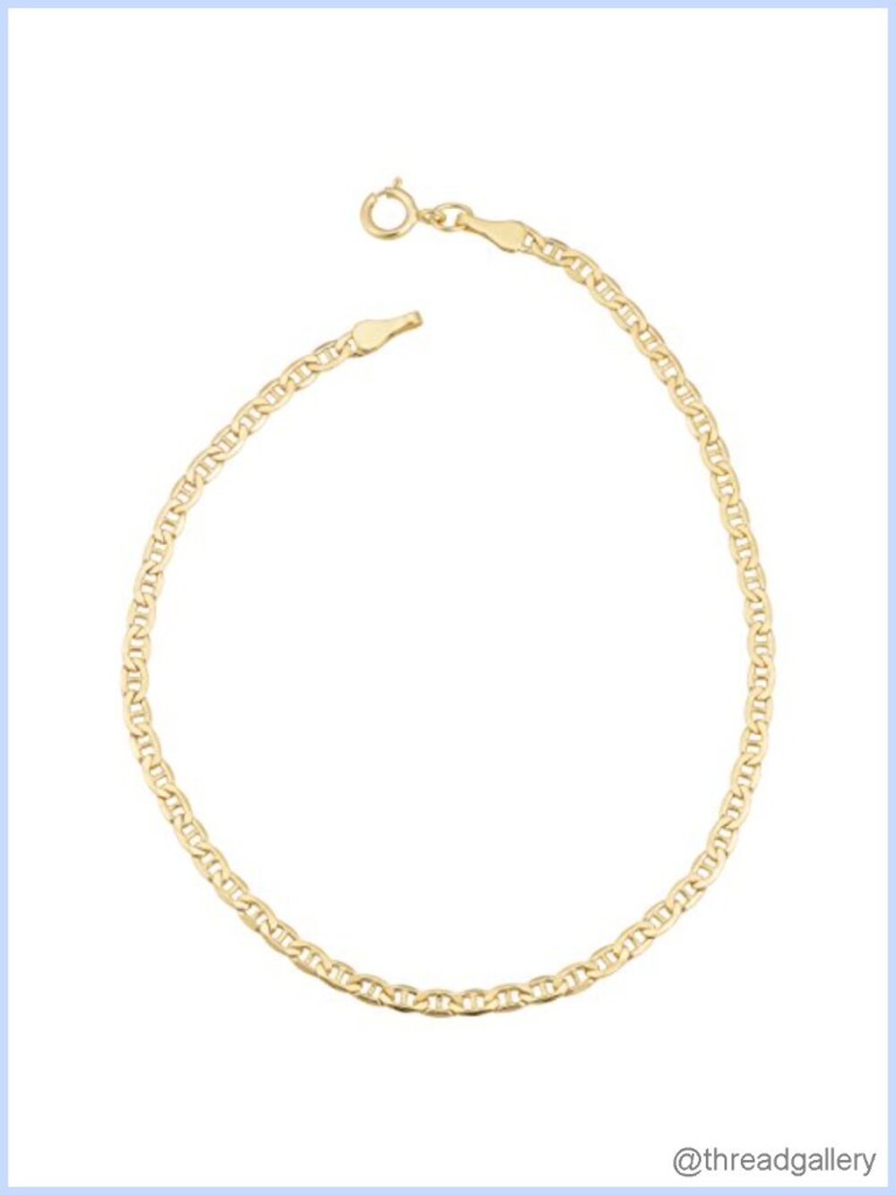 10k Yellow Gold Mariner Link Bracelet 7.5 In Spring Ring Chain